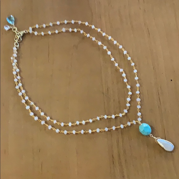 Turquoise, moonstone layered necklace - Picture 2 of 5